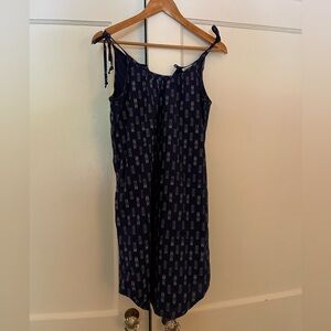 Navy Ikat Sleeveless Cotton Dress